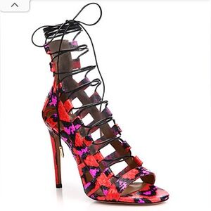 Aquazzura Python Strappy Heels